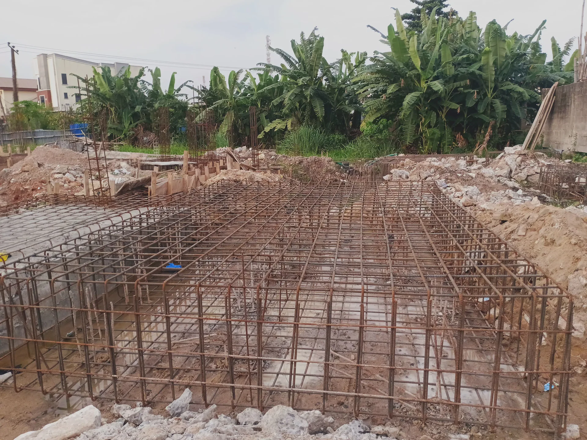 Ground-beam reinforcement and column starters. View 01.