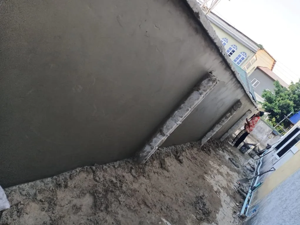 Boundary and external wall plastering. View 01.